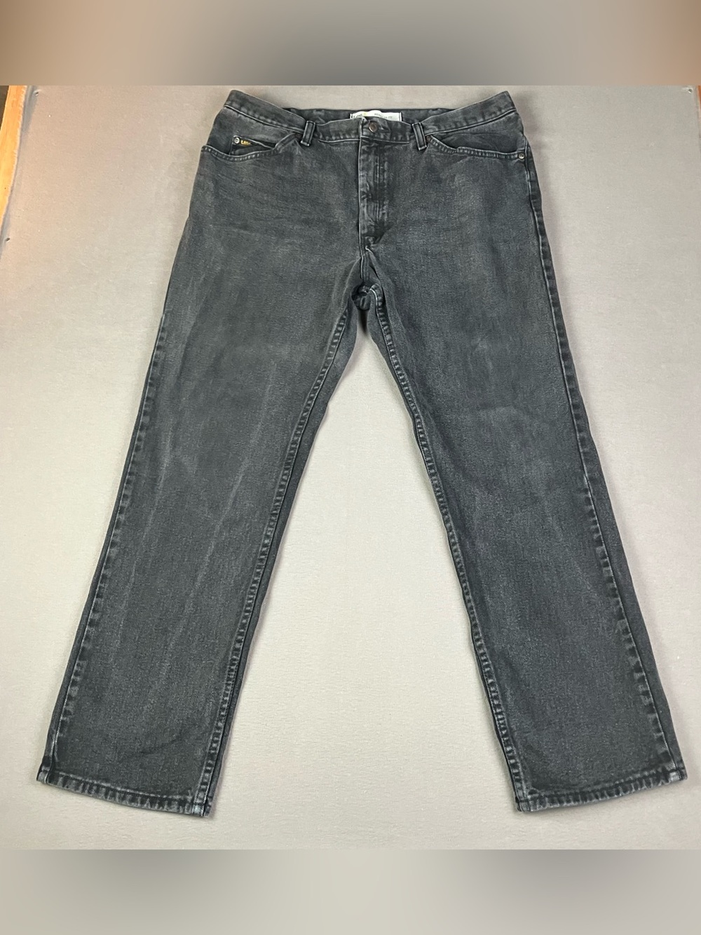 VTG Y2K Lee Jeans Men’s Size 40x32 Regular Fit Straight Black Fade Zip Fly